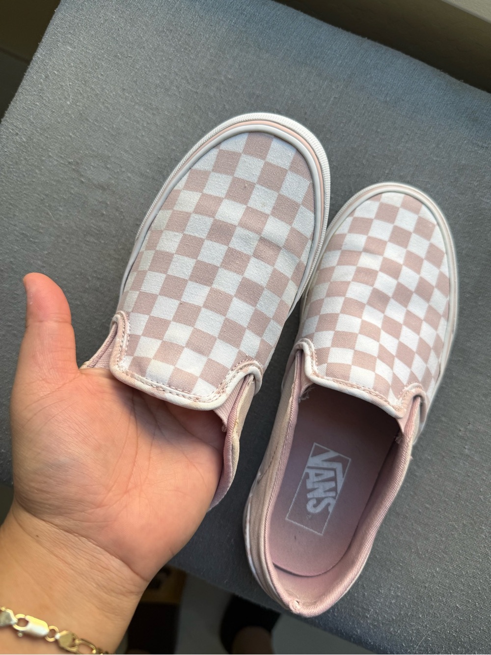 Vans Classic Pink And White Checkerboard Slip On Sneakers